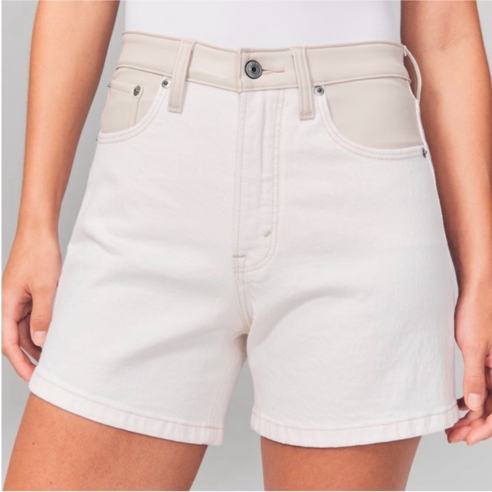 Abercrombie & Fitch Women's High-Waisted Cream Shorts